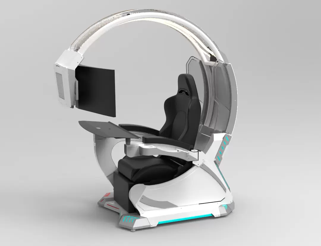 Dream Pod computer gaming workstation gaming cockpit for One/Dual monitors easy adjustable monitor distance one click zero gravity with speakers